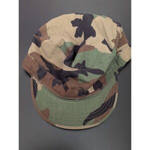 Army Cap Campflauge BDU Combat Cap Hat Large (7 1/2) Ear Flaps USA Made R&B Inc